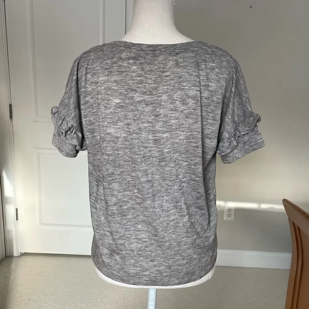 Free Generation Grey Ruffle Sleeve Top